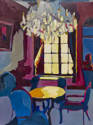 Wim Carrein - Barok Interieur, olieverf op doek (ingelijst) verkocht voor € 390!