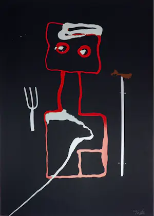 Theos - Zeefdruk, Lot van 4 abstracte figuren kopen? Bied vanaf 70!
