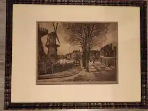 Marius Janssen - Stadsgezicht met molens Broersvest te Schiedam omstreeks 1870 verkocht voor € 35!