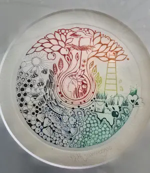 Yvonne Borgers - 4 ingelijste etsen met de ooievaar als symbool voor levenslooop kopen? Bied vanaf 120!