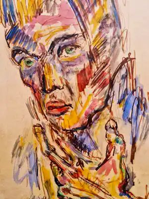 Will Sohl - 1925 - expressionist. Aquarell auf blatt - portraet - signiert verkocht voor € 54!