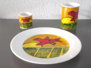 Corneille - Ontbijtservies met rode vogel kopen? Bied vanaf 12!