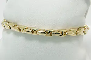 93 - Mooie 18 karaats geel-gouden dames armband met gepolijste anker schakels kopen? Bied vanaf 970!