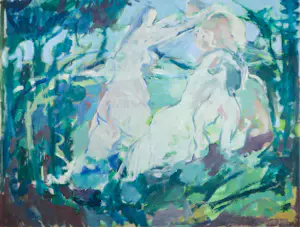 Willem Janssen - Acryl op papier, Badende vrouwen - Ingelijst (Groot) kopen? Bied vanaf 70!
