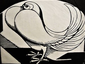 Jan Schonk - Mooie eigen druk (50 ex) Art Deco Houtsnede "Pauwestaart" potloodgesigneerd kopen? Bied vanaf 40!