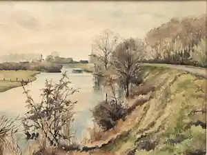 Lies Veenhoven - Waaldijk bij Neerrijnen - Aquarel verkocht voor € 40!