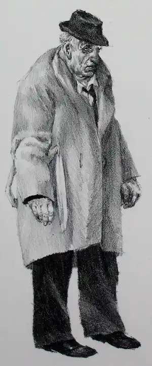 Peter Vos - Litho: Oude lopende man verkocht voor € 75!