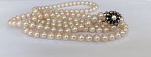 Zoetwater parels  collier met  14 kt gouden /zilveren diamanten  slot kopen? Bied vanaf 350!