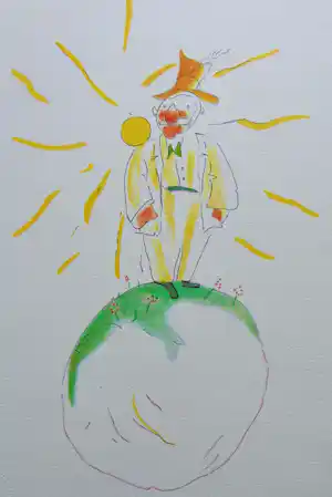 Antoine de Saint-Exupery - LE PETIT PRINCE / KLEURLITHO / 40x31cm / DROOGSTEMPEL verkocht voor € 35!