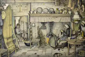Jan Strube - "Boereninterieur omstreeks 1900, NB Nederland" kopen? Bied vanaf 75!