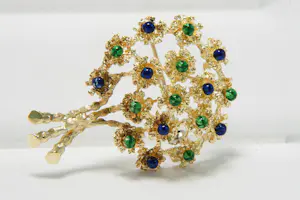 26 - 18 karaats geelgouden bloemenboeket broche kopen? Bied vanaf 1490!