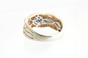 NV(75)- Exclusieve EFFY HEMATIAN 14 Krt tricolor fantasie ring - 0.50ct diamant kopen? Bied vanaf 780!