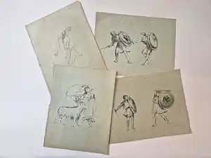 Lourens Alma Tadema - 1886 - 4 originele litho's op grijs papier - fa. Lankhout kopen? Bied vanaf 62!