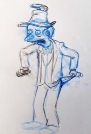 Matt Groening - originele productie tekening, The Simpsons, Mister Burns, ingelijst verkocht voor € 56!