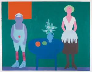 Jan Roëde - Litho, Twee figuren, tafel, vaas en fruit kopen? Bied vanaf 100!