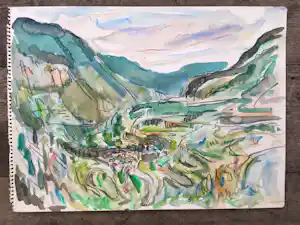 Jan Sluijters (jr.) - Berglandschap met dorpje kopen? Bied vanaf 65!