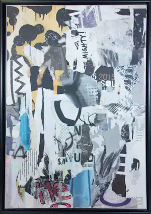 Charlie Green - Collage op Doek, Zodiak Soul - Ingelijst verkocht voor € 100!