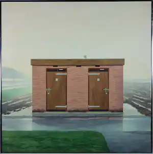 Rien Scholten - Acryl op doek, Zonder titel - Ingelijst verkocht voor € 120!