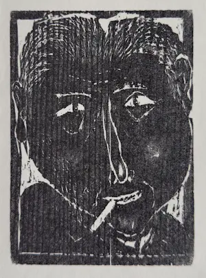 Kurt Muhlenhaupt - Raucher. Original-Holzschnitt von 1970 kopen? Bied vanaf 80!