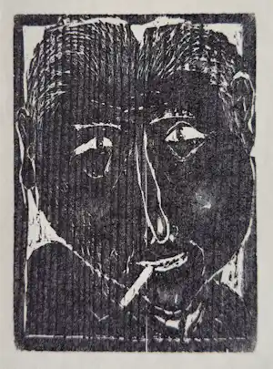 Kurt Muhlenhaupt - Raucher. Original-Holzschnitt von 1970 kopen? Bied vanaf 80!