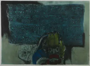 Ru van Rossem - Grote ets / aquatint, De maskermaakster - Ingelijst kopen? Bied vanaf 100!