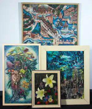 Albert Klijn - Jan Visser, Theo Kurpershoek, Lot van diverse werken - Ingelijst verkocht voor € 90!