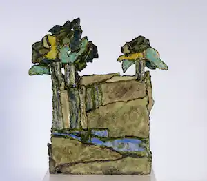 Miny Kruip-Pothof - Keramiek, Dijklandschap verkocht voor € 100!