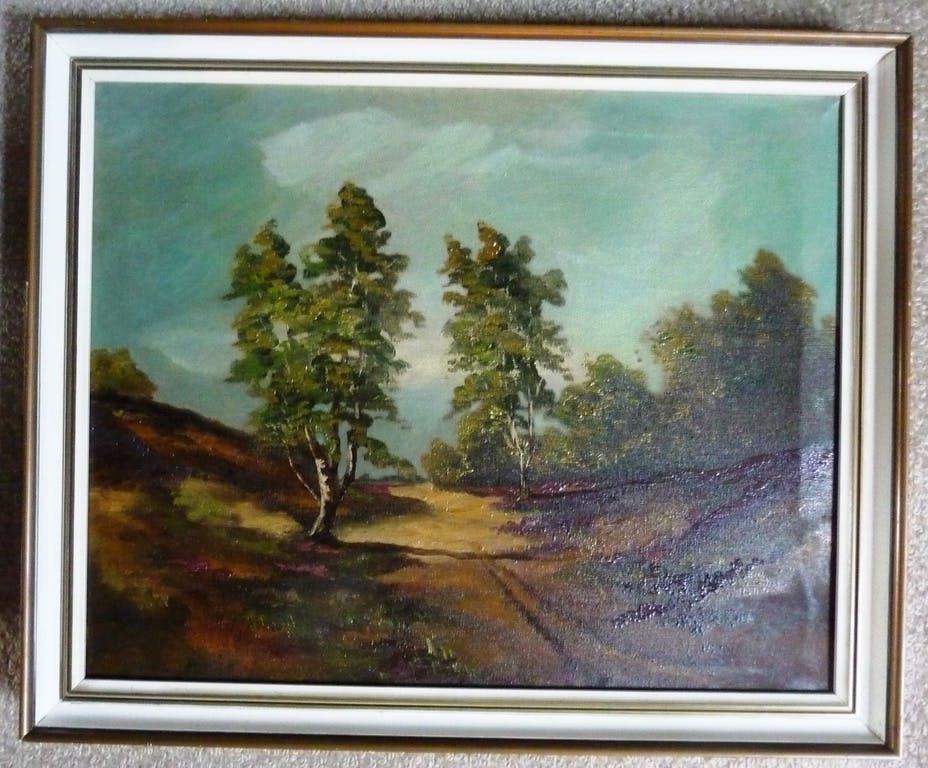 Jan van Vlaardingen - Jan van Vlaardingen: olieverf op doek, Larense Heide verkocht voor € 45!