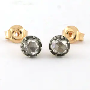 18k goud en zilver solitair oorknoppen met roos geslepen diamant tot. 0,50ct kopen? Bied vanaf 585!