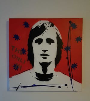 Niet of onleesbaar gesigneerd - Street Art gemengde techniek van Johan Cruyff met echtheidscertificaat. kopen? Bied vanaf 10!