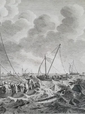 Noach van der Meer - Gezicht in de koekoek, bij Kampen, in de overstrooming, den 15den November 1775 kopen? Bied vanaf 50!