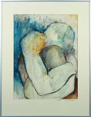 Annica Koot - Acryl op papier, Troost - Ingelijst verkocht voor € 95!