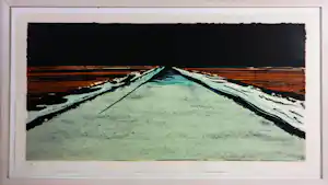 Koen Vermeule - Lithografie, Nachtlandschap - Ingelijst verkocht voor € 300!