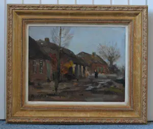 Willem G.F. Jansen - Een dorpsgezicht met een figuur op straat kopen? Bied vanaf 550!