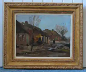 Willem G.F. Jansen - Een dorpsgezicht met een figuur op straat kopen? Bied vanaf 550!