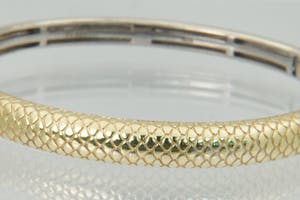 1260 - Massief zilveren en 18 krt goud vergulde bicolor unisex "slaven" armband kopen? Bied vanaf 39!