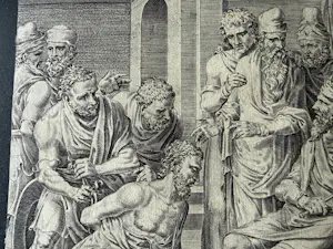 Maarten van Heemskerck - Der Diener wird vor den König gebracht. Philips Galle 1560 kopen? Bied vanaf 145!