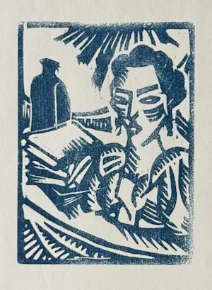 César Klein - Frau mit Büchern. Original-Farb-Holzschnitt 1920 kopen? Bied vanaf 80!
