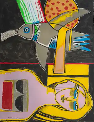 Corneille - handgesigneerde kleurenlitho | 'Le temps d'un été' | 2001 (INGELIJST) kopen? Bied vanaf 575!