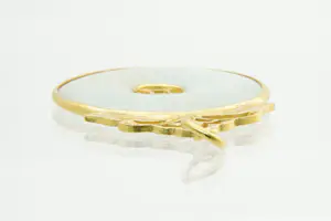 58 - Grote hoog gehalte 20 Krt gouden hanger met lichtgroene ronde Jade kopen? Bied vanaf 430!