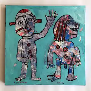 Ruud Cornelisse - Beesten - acrylverf op doek verkocht voor € 65!