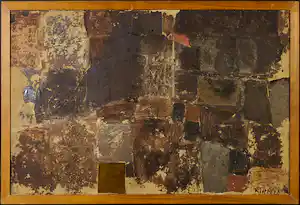 Willem Kloppers - Gemengde techniek op board (materie-kunst), Zonder titel - Ingelijst verkocht voor € 136!