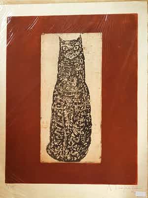 Rudolf Mumbrecht - Katze, Mischtechnik 1952 verkocht voor € 140!