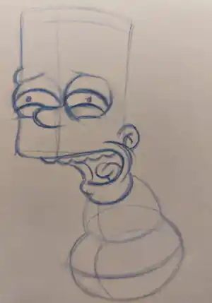 Matt Groening - originele productie tekening, Bart Simpson, ingelijst + certificaat verkocht voor € 85!