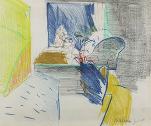 Kees van Bohemen - Potloodtekening, Figuren in interieur - Ingelijst kopen? Bied vanaf 200!