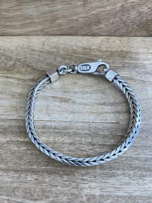 Zilveren armband met vierkante vossenstaart schakel kopen? Bied vanaf 59!