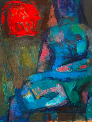 Jan Battermann - Olieverf: vrouwenfiguur - 1960 kopen? Bied vanaf 175!