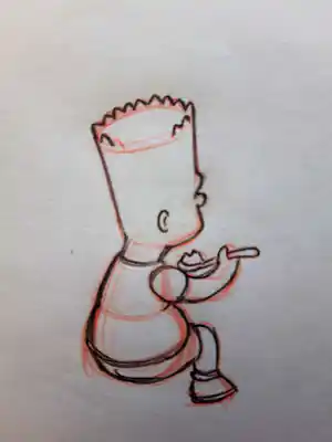 Matt Groening - originele productietekening The Simpsons, Bart, ingelijst + Certificaat verkocht voor € 75!