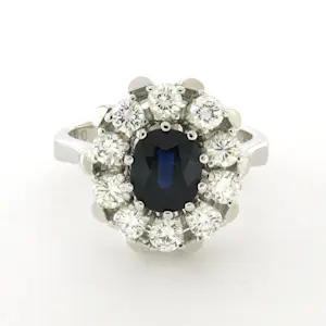 18k witgouden ring bezet met saffier en briljant geslepen diamanten tot. 0.65ct kopen? Bied vanaf 800!