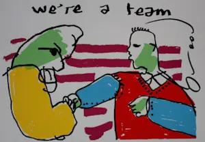 Herman Brood - zeefdruk: We're a team kopen? Bied vanaf 295!